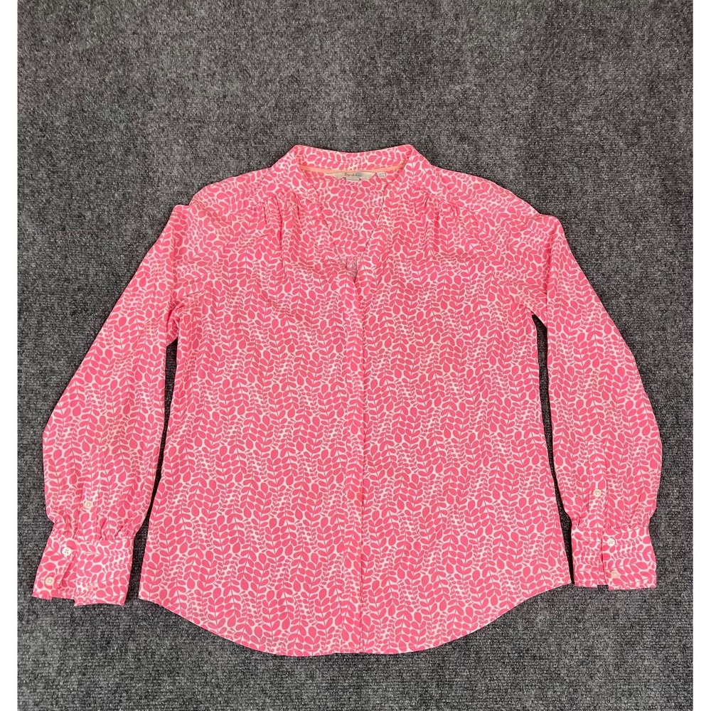 Boden Button up Shirt Regular Fit Pink Floral Pattern Long Sleeve Size 10
